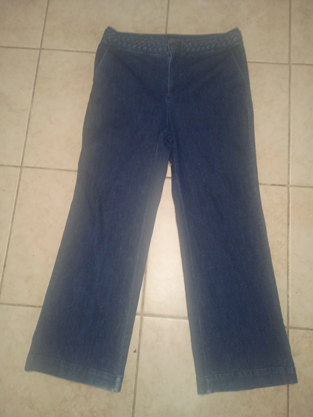 Charter Club Braided-Waist Wide-Leg Jeans in Deep Blue